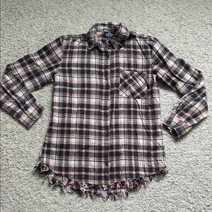 Navy and Pink Plaid button up